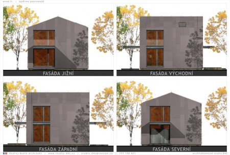 WOOD II. | V ortogonálních pohledech vynikne minimalistické řešení okenních otvorů. 